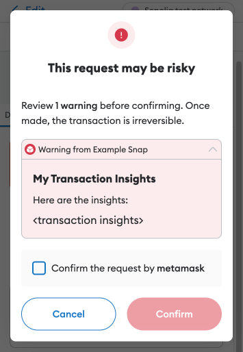 Transaction insights warning